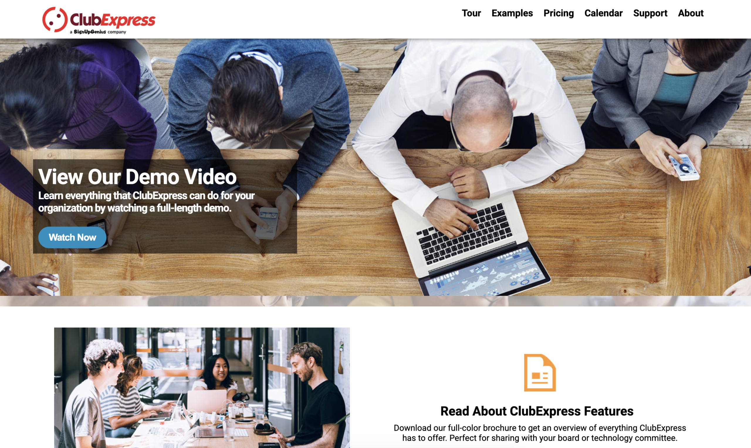 Screenshot of ClubExpress' homepage
